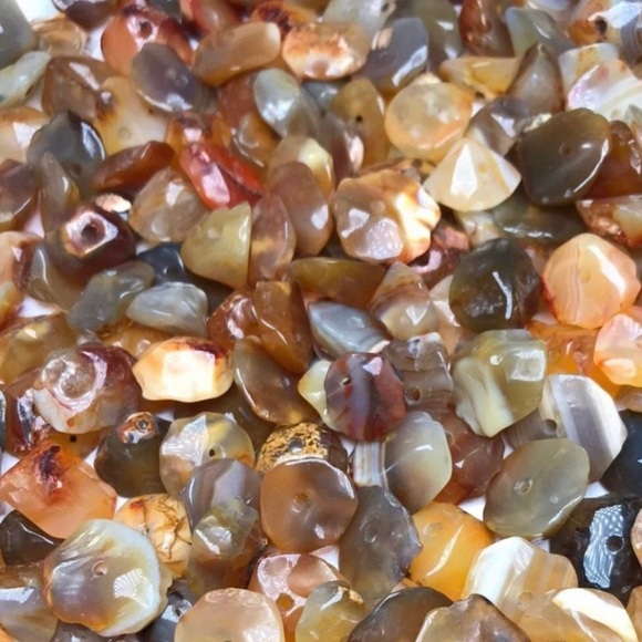 Large Vintage Rough Cut Polished Agate Gemstone Beads DIY Jewelry Making Bundle - Picture 7 of 14